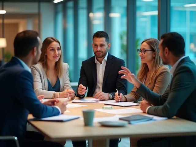 Photo de l'équipe RH échangeant au bureau